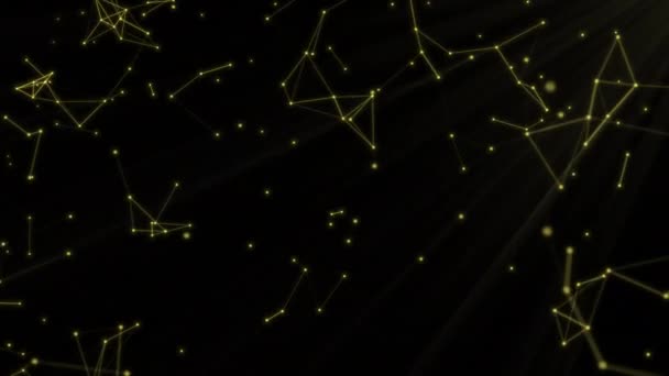 Сетевое Соединение Движущихся Точек Линий Абстрактная Золотая Роскошь Фоне Солнца — стоковое видео