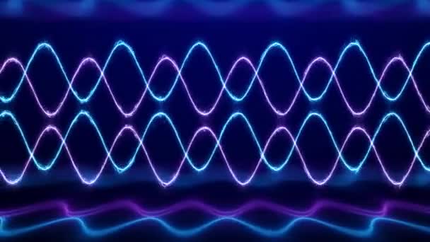 Astratto Viola Blu Retro Luci Neon Glow Wave Flusso Fili — Video Stock