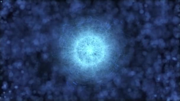 Magische Fantasie Blauwe Glanzende Plasma Bol Tegen Een Deeltjesachtergrond Naadloze — Stockvideo
