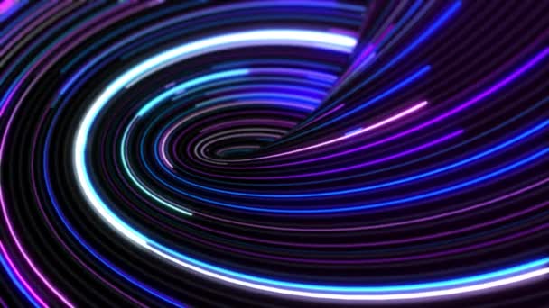 Energía Abstracta Púrpura Multicolor Girando Líneas Curvas Rayas Mágicas Brillantes — Vídeos de Stock