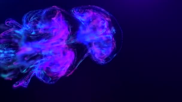 Абстрактный Взрыв Жидкости Неоновые Мерцающие Фиолетовые Радужные Волны Светящиеся Энергией — стоковое видео