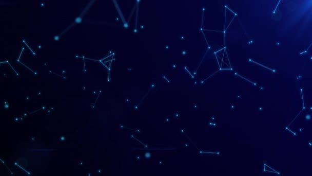 Абстрактная Цифровая Связь Перемещающая Точки Линии Синий Космос Будущее Технологический — стоковое видео