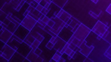 Mor mavi neon soyut arkaplan. Geometrik şekillerin kusursuz hareket eden döngü animasyonu. Döngülü hareket. Canlı görüntü, modern animasyon çizgileri ve dikdörtgenler. 4k 60 fps animasyon