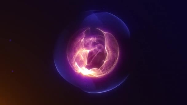 Brillante Esfera Plasma Neón Partículas Giratorias Universo Animación Asistente Virtual — Vídeos de Stock