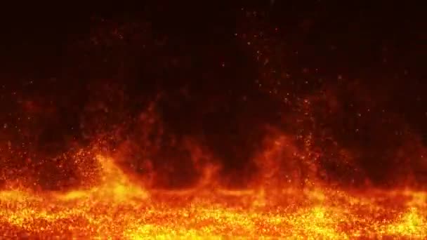 Бесшовные Петли Горящие Красные Горячие Частицы Огня Светящиеся Искры Черном — стоковое видео