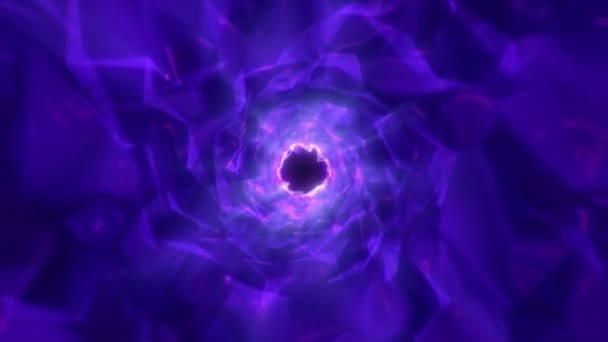 Блестящий Светящийся Фиолетовый Туннель Летит Через Абстрактный Круговой Туннель Туннель — стоковое видео