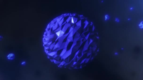 Ein Lila Blaues Meteoritenfragment Das Vor Dem Hintergrund Anderer Teilchen — Stockvideo