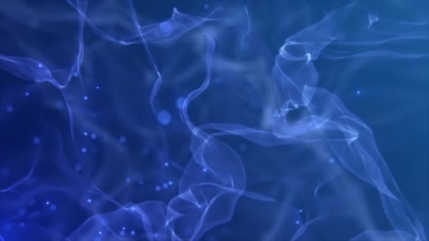 Голубые Размытые Частицы Дыма Плавающие Воздухе Меняющие Форму Блестящими Круглыми — стоковое видео