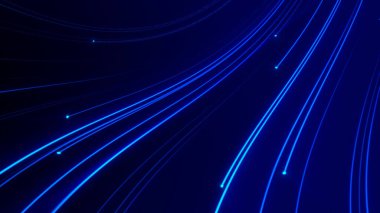 Ağ animasyon arka planı, teknoloji ve fütüristik konsept, fütüristik teknoloji, sosyal ağ bağlantıları, hızlı internet bağlantısı, mavi akış yıldızları.