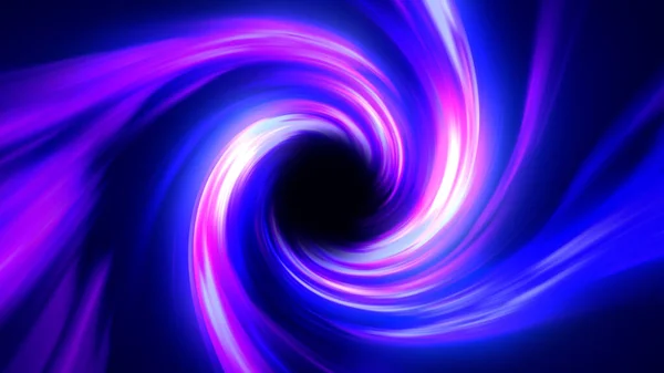 Mavi mor neon hipertünel. Bükülmüş enerjiden oluşan dönen hız tüneli. Sihirli parlak ışık çizgileri. Soyut arkaplan