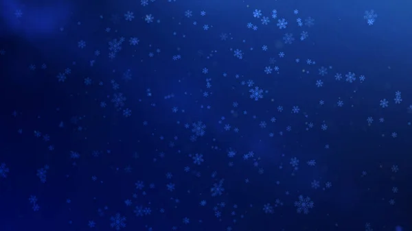 Mutlu yeni yıl kutlamaları. Koyu mavi arka planda düşen kar taneleri ve havai fişekler. Gelenek, tatil, parti, kış. Noel zamanı. Hareket tasarımı.