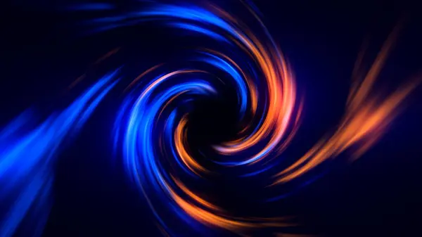 3D arkaplan soyut fütüristik neon tünel, sonsuz deliğin içinde ilerlemek, warp, büküm, sihirbaz, mavi turuncu spektrum