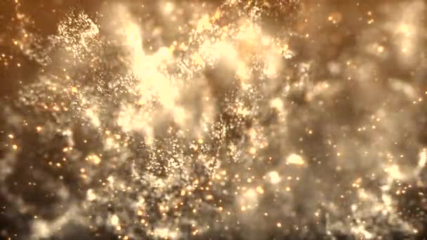 发光悬浮尘埃粒子的抽象动画 金黄色颗粒的叠加 超凡脱俗的质感 模糊的 闪光的沙子背景为演示或业务 颁奖仪式 60Fps视频循环 — 图库视频影像