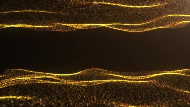 Abstrato Luxuoso Premium Espumante Ondas Douradas Partículas Flutuando Lentamente Ciberespaço — Vídeo de Stock