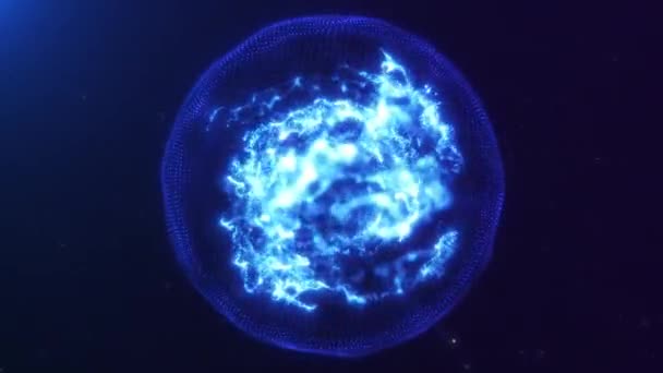 Abstracto Azul Energético Brillante Orbe Mágico Con Plasma Dinámico Brillante — Vídeos de Stock