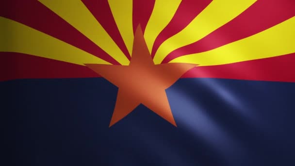 亚利桑那州旗的面料质感在风中飘扬 飘扬的旗帜在一个完美的循环中平稳地移动 美国州 Fps动画 — 图库视频影像