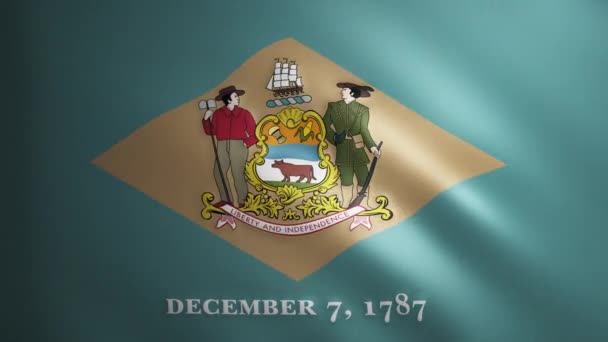 Delaware Vlajka Texturou Tkaniny Která Pohybuje Větru Hladký Pohyb Vlající — Stock video