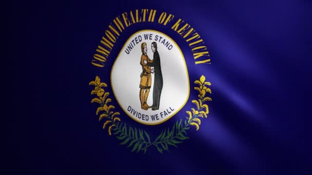 Kentucky Flagga Med Tyg Struktur Som Rör Sig Vinden Smidig Royaltyfri Stockfilm