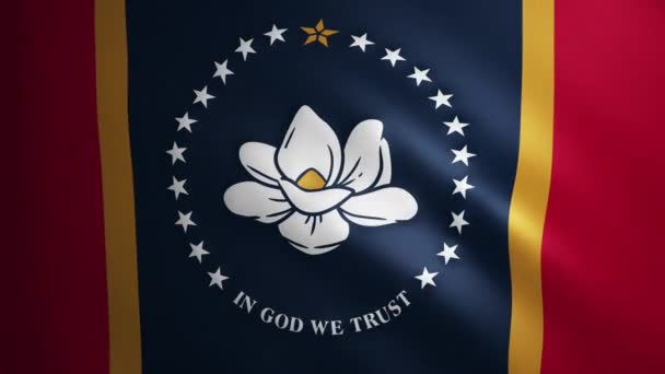 Bandera Mississippi Con Textura Tela Que Mueve Viento Movimiento Suave — Vídeo de stock