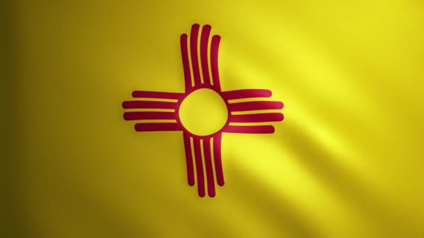 新墨西哥州旗的面料质感在风中飘扬 飘扬的旗帜在一个完美的循环中平稳地移动 美国州 Fps动画 — 图库视频影像