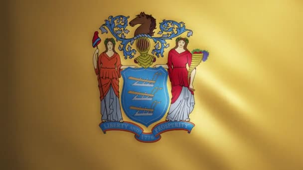 Σημαία New Jersey Υφασμάτινη Υφή Που Κινείται Στον Άνεμο Ομαλή — Αρχείο Βίντεο