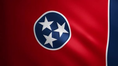 Tennessee bayrağı, rüzgarda hareket eden kumaş desenli. Dalgalanan bayrağın kusursuz bir döngü içinde düzgün hareketi. Mavi, kırmızı, beyaz, özgürlük, ülke, ulus, ABD eyaleti. 4k 60 fps animasyon.