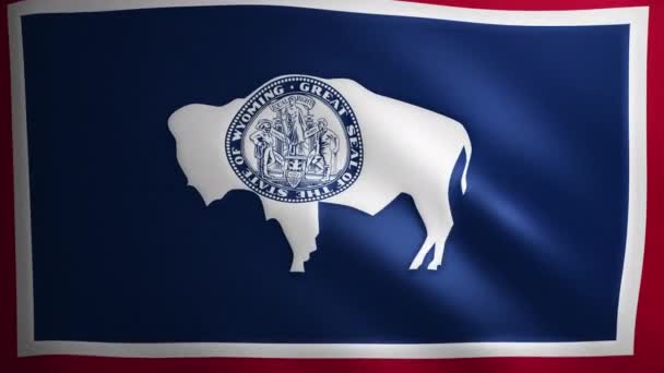 Bendera Wyoming Dengan Tekstur Kain Yang Bergerak Dalam Angin Gerakan — Stok Video