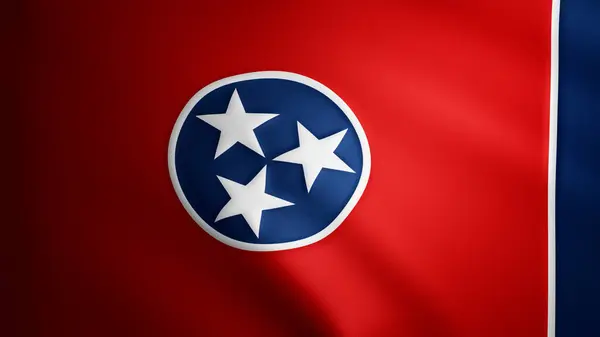 Tennessee bayrağı, rüzgarda hareket eden kumaş desenli. Dalgalanan bayrağın kusursuz bir döngü içinde düzgün hareketi. Mavi, kırmızı, beyaz, özgürlük, ülke, ulus, ABD.