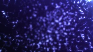  Bulanık bir arkaplanda parıldayan mor noktaların, çizgilerin ve üçgenlerin soyut dokuması. Ağ ya da dijital bağlantı. Sunum, iş veya konuşma için boş bir arkaplan. 4K 60fps döngüsü.