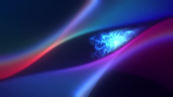 Bewegung Eines Abstrakten Digital Glänzenden Neonblauen Augapfels Aus Leuchtenden Energiepartikeln — Stockvideo
