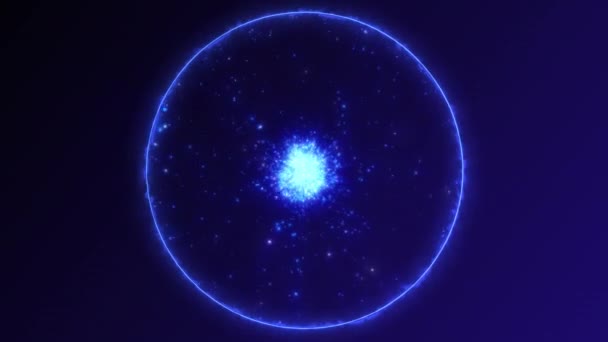 Abstrakt Blå Lysande Energi Sfär Partiklar Fält Och Vågor Magiska — Stockvideo