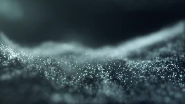 Işık Kaynağı Tarafından Aydınlatılan Koyu Arkaplandaki Parıldayan Gri Büyülü Dalgaların — Stok video