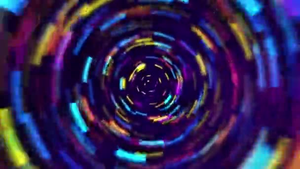 Soyut Renkli Parlak Fütüristik Neon Tüneli Yüksek Hızda Hareket Eden — Stok video