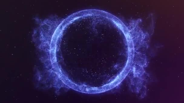 Абстрактное Круглое Ярко Динамическое Цифровое Кольцо Частиц Энергии Излучает Магические — стоковое видео