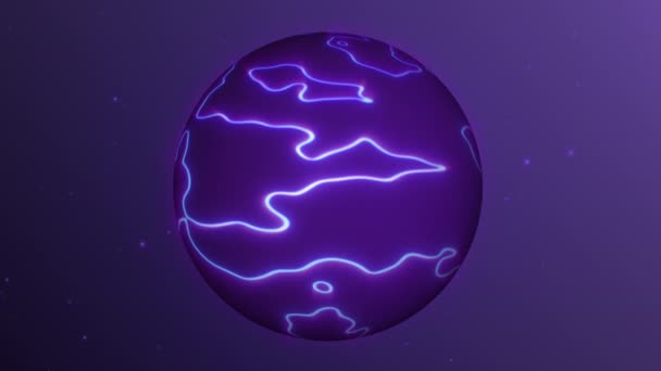 Esfera Neón Púrpura Elegante Digital Abstracta Hecha Líneas Energía Blanca — Vídeo de stock