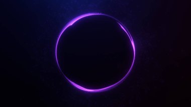 Dinamik mor parlak enerji küresi, noktalar ve çizgiler. Vj için parlayan parçacıkların dijital neon bilim kurgu fütüristik siber çekirdeği. Soyut akışkan fantezi modern küre.