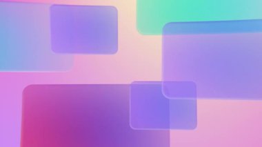 Renkli parlak şekillerin akışı. Parti için renkli ekran koruyucu, sosyal medya. Sihirli modern minimalist soyut arka plan. Parlak yumuşak geometrik boş yüzey. 4k 60 fps döngülü grafik.