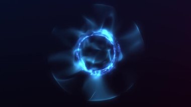 Soyut minimalist parlayan enerji küresi. Koyu kozmik arkaplanda lacivert bir küre. Fraktal plazma çekirdek ekran koruyucu akışı. Dijital bilim kurgu sihirli çemberi. 4k 60fps döngülü grafik.