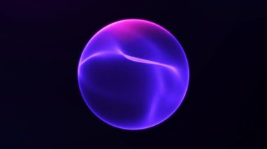 Mor pembe plazma enerji küresi koyu fantezi arka planda. Uzayda parlayan gradyan çekirdek. Parlak dijital güç minimalist küre. 4k 60fps döngülü grafik.
