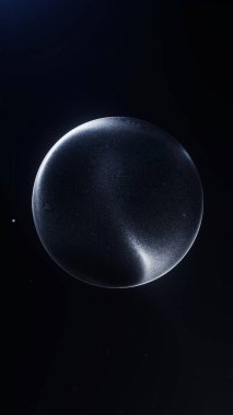 Parlayan beyaz bir küreye sahip dikey asgari arkaplan. Zarif, modern ve teknoloji veya şirket projeleri için ideal..