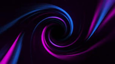 Soyut, pürüzsüz 4K 60fps döngü animasyonu canlı, mor, pembe ve mavi renkli neon spiral girdap. Fütürist, oyun, teknoloji ve yaratıcı projeler için ideal dinamik arkaplan.
