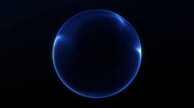 Koyu arkaplanda parlak mavi bir küre. Temiz tasarım, fütüristik temalar ve teknolojik arayüzler için mükemmel.