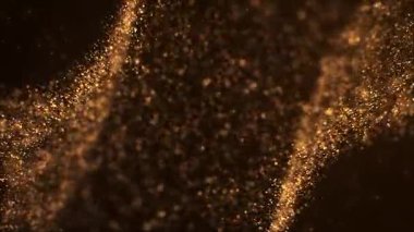 Işıldayan altın bokeh parçacıkları yavaşça hareket halinde yüzüyor. Zarif arka planlar, sinematik tanıtımlar ya da şenlikli görseller için ideal. 4K 60FPS kusursuz döngü, parlayan ışık FX.
