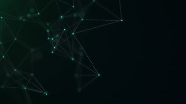 Bağlı çizgiler ve yüzen noktalar içeren soyut 4K teknoloji geçmişi. 60 FPS 'de kusursuz döngü, veri, bilim, yapay zeka, engelleme zinciri, dijital ve gelecek temalar için mükemmel.