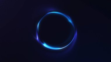 Yumuşak eğim ve hareket bulanıklığıyla çevrili parlak mavi tonlarda parlayan dairesel enerji halkası. Bilim kurgu temaları, teknoloji, enerji görselleri veya dijital markalaşma için ideal.