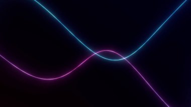 Koyu arkaplanda mavi ve pembe renkli pürüzsüz neon dalga çizgileri. Fütürist teknoloji görselleri, dijital sanat veya modern UI tasarımı için soyut parlak eğriler. Temiz ve şık arkaplan.