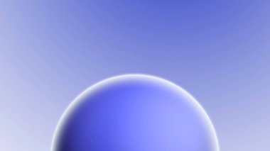 Pastel gökyüzü arka planında pürüzsüz bir gradyanı olan minimum mavi küre. Modern markalaşma, sunum, poster, temiz tasarım ve yumuşak stil arkaplan için zarif üç boyutlu soyut şekil.