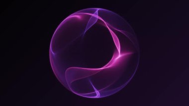 Mor gradyan akışı olan parlak bir kürenin pürüzsüz döngü animasyonu. Yumuşak akışkan hareketli fütürist minimal küre. Teknoloji, arka plan, bilim kurgu ve dijital görselleme için ideal..