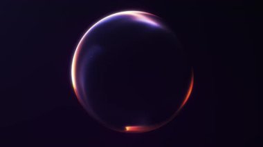 Donanma ve turuncu gradyan ile soyut 3D parlayan küre Pürüzsüz 4K döngü bilim kurgu teknolojisi veya fütürist arka plan kullanımı için mükemmel