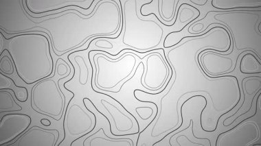 Düz 4K dipsiz topoğrafya animasyonu beyaz-siyah gradyan stili arayüz tasarım haritalama veya soyut dijital sunumlar için idealdir